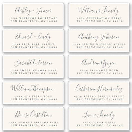 Chic Calligraphie Mariage Étiquettes de adresse in (Devant)