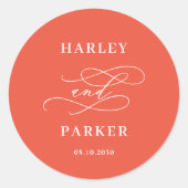 Chic Calligraphie Mariage Faveur Stickers (Devant)