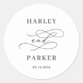 Chic Calligraphie Mariage Faveur Stickers (Devant)