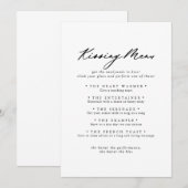 Chic Calligraphie Mariage Kissing Menu Carte de je (Devant / Derrière)