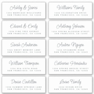 Chic Calligraphie noir blanc Étiquettes de adresse