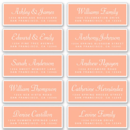 Chic Calligraphie Orange Étiquettes de adresse inv (Devant)