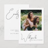 Chic Calligraphie Photo Maid of Honor Carte de pro (Devant / Derrière)