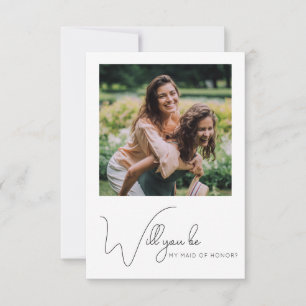 Chic Calligraphie Photo Maid of Honor Carte de pro