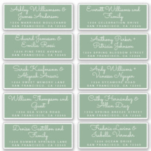 Chic Calligraphie Vert Étiquettes de adresse invit