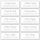 Chic Calligraphy Black White Guest Adresetiketten Sticker (Voorkant)