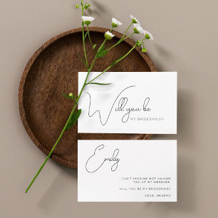Chic Calligraphy Bridesmaid proposal Kaart