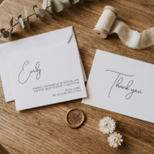 Chic Calligraphy Bruiloftsfeest Bedankkaart