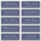 Chic Calligraphy Dark Blue Guest Adresetiketten Sticker (Voorkant)