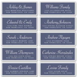 Chic Calligraphy Dark Blue Guest Adresetiketten Sticker