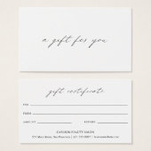 Chic Calligraphy Elegant Business Gift Certificate Visitekaartje (Voorkant /achterkant)