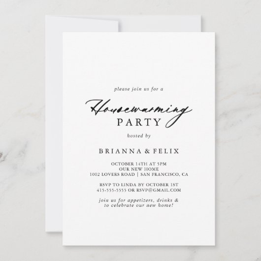 Chic Calligraphy Elegant Housewarming Party Kaart (Voorkant)