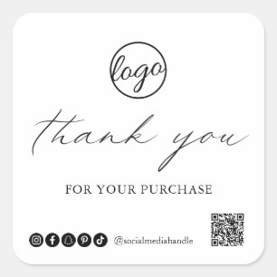 Chic Calligraphy Elegant Logo Hartelijk dank voor  Vierkante Sticker