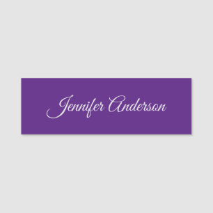 Chic Calligraphy Elegant Royal Paarse gepersonalis Naamplaatje