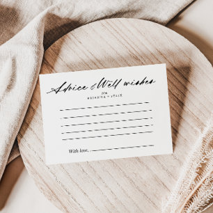Chic Calligraphy Elegant Wedding Advice Card Briefkaart