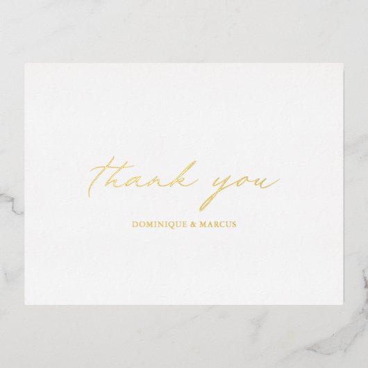 Chic Calligraphy Elegant Wedding Bedankt Folie Uitnodiging Briefkaart (Voorkant)