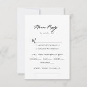 Chic Calligraphy Elegant Wedding Menu Choice RSVP (Voorkant)