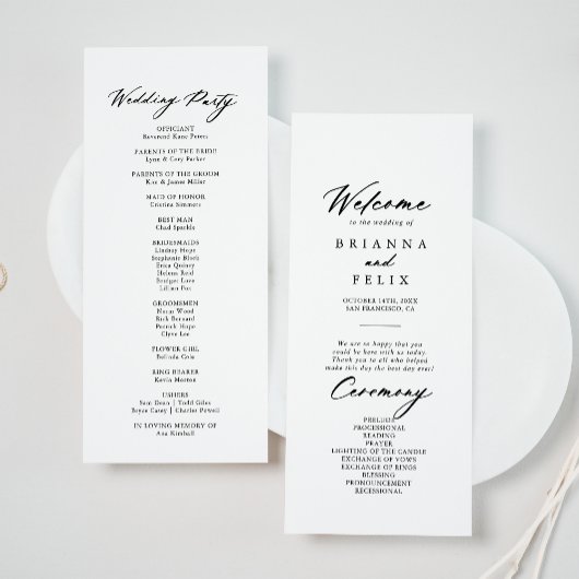 Chic Calligraphy Elegant Wedding Programma