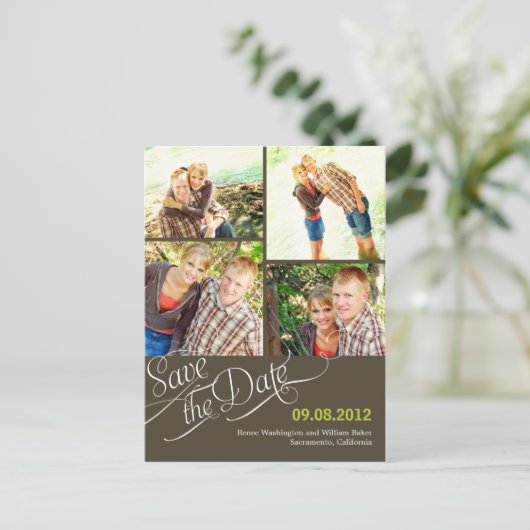 Chic Calligraphy Enregistrer La Date Carte Postale (Debout devant)