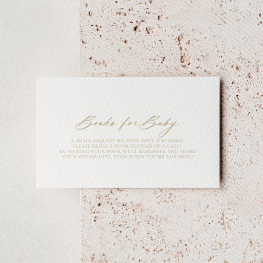 Chic Calligraphy Gold Baby shower Book Request Informatiekaartje