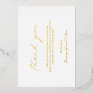 Chic Calligraphy Gold Foil Funeral Hartelijk dank Folie Uitnodiging