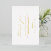 Chic Calligraphy Gold Foil Funeral Hartelijk dank Folie Uitnodiging (Staand Voorkant)