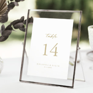 Chic Calligraphy Gold Wedding Table Number Kaart