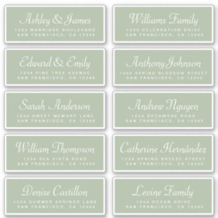 Chic Calligraphy Green Guest Adresetiketten Sticker