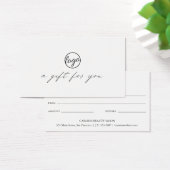 Chic Calligraphy Logo Business Cadeaubon Visitekaartje (Bureau)