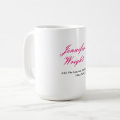 Chic calligraphy minimalist custom name adress koffiemok (Voorkant links)