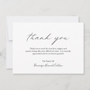 Chic Calligraphy minimalist Simple Elegant Funeral Bedankkaart