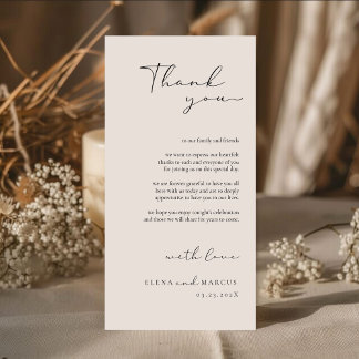 Chic Calligraphy Monogram Wedding Thank You Card  Bedankkaart
