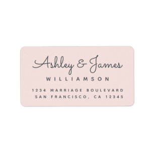Chic Calligraphy Names Pastel Pink Return Address Etiket