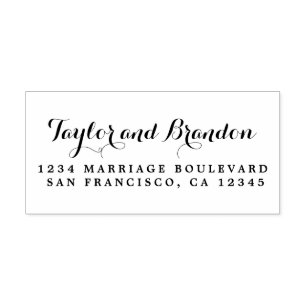 Chic Calligraphy Names Wedding Return Address Rubberstempel