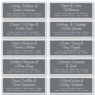 Chic Calligraphy Off-Black Guest Address Sticker