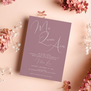 Chic Calligraphy Paars 15th Birthday quinceañera Kaart