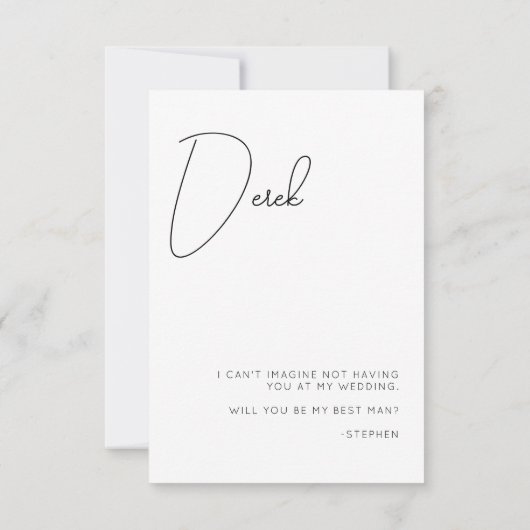 Chic Calligraphy Photo Best Man proposal Kaart (Achterkant)