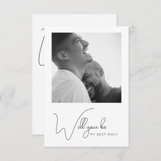 Chic Calligraphy Photo Best Man proposal Kaart (Voorkant / Achterkant)