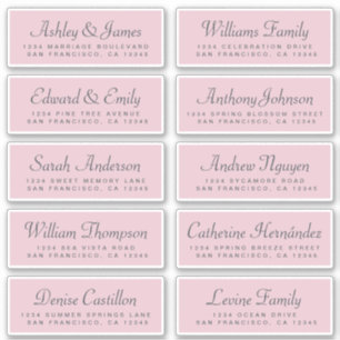 Chic Calligraphy Pink Wedding Guest Adresetiketten Sticker