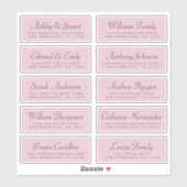 Chic Calligraphy Pink Wedding Guest Adresetiketten Sticker (Vel)