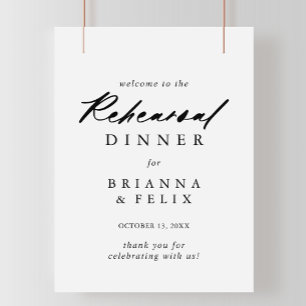 Chic Calligraphy Rehearsal Dinner Welcome Sign Poster