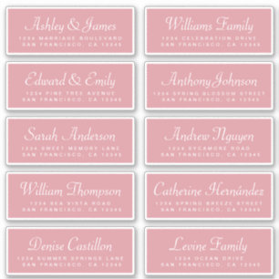 Chic Calligraphy Roos Pink Guest Adresetiketten Sticker
