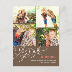 Chic Calligraphy Save the Date Briefkaart - Brown