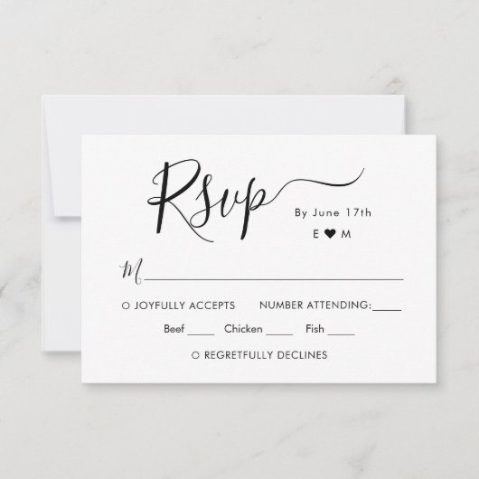 Chic Calligraphy Script Monogramme Mariage RSVP (Devant)