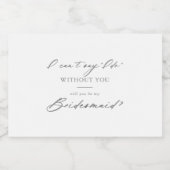 Chic Calligraphy Silver Bridesmaid Voorstel Sparkling Wijnetiket (Enkel label)