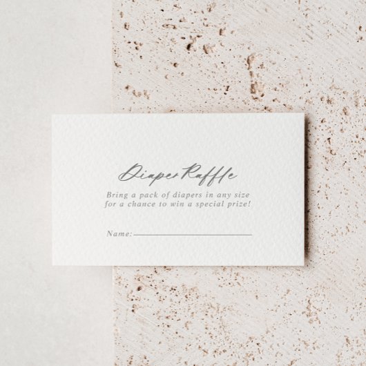 Chic Calligraphy Silver Diaper Raffle Ticket Informatiekaartje