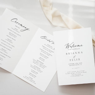 Chic Calligraphy Silver Folded Wedding Programme Programma