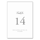 Chic Calligraphy Silver Wedding Table Number Kaart (Voorkant)