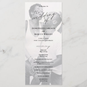 Chic Calligraphy Simple Photo Wedding Programma