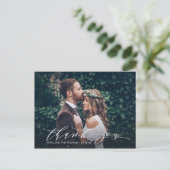 Chic Calligraphy Wedding Bedankt Foto Briefkaart (Staand voorkant)